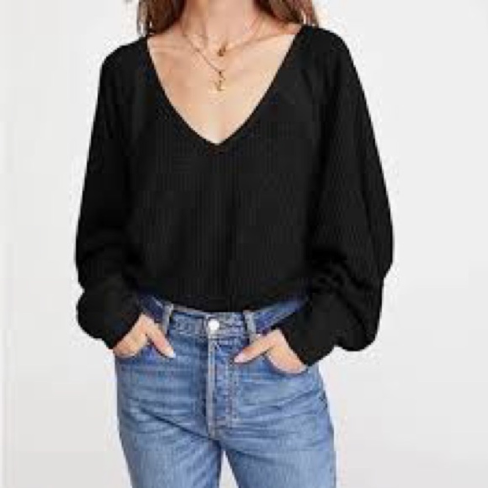 Free People Santa Clara Thermal in Black NWT - Picture 6 of 8
